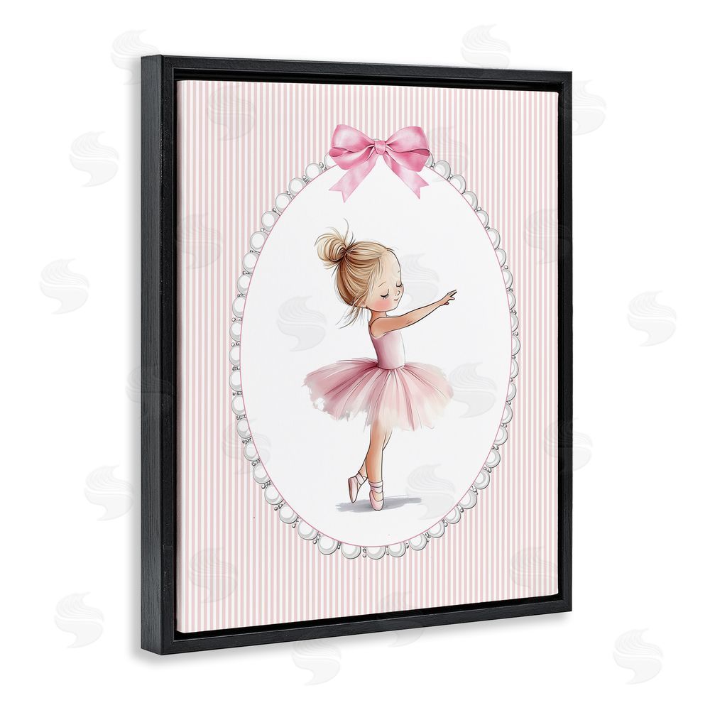 Christine Simpson Art Blush Pink Ballerina Black Floating Frame Canvas Wall Art Print