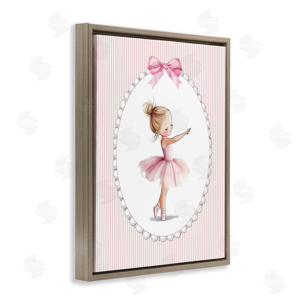 Christine Simpson Art Blush Pink Ballerina Brown Floating Frame Canvas Wall Art Print