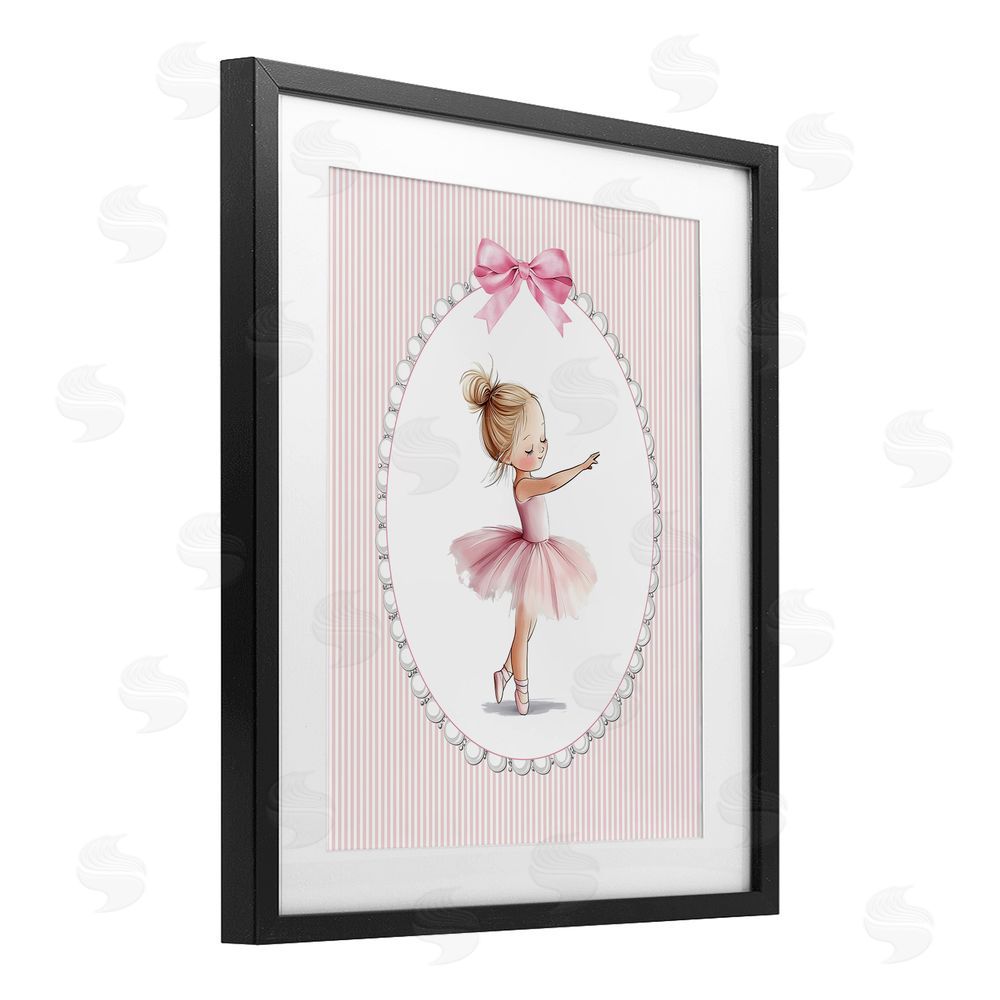 Christine Simpson Art Blush Pink Ballerina Black Framed Print Under Glass Wall Art