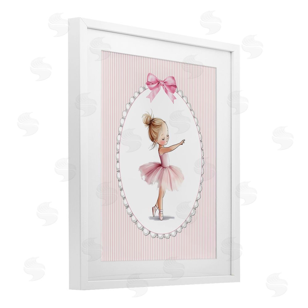 Christine Simpson Art Blush Pink Ballerina White Framed Print Under Glass Wall Art