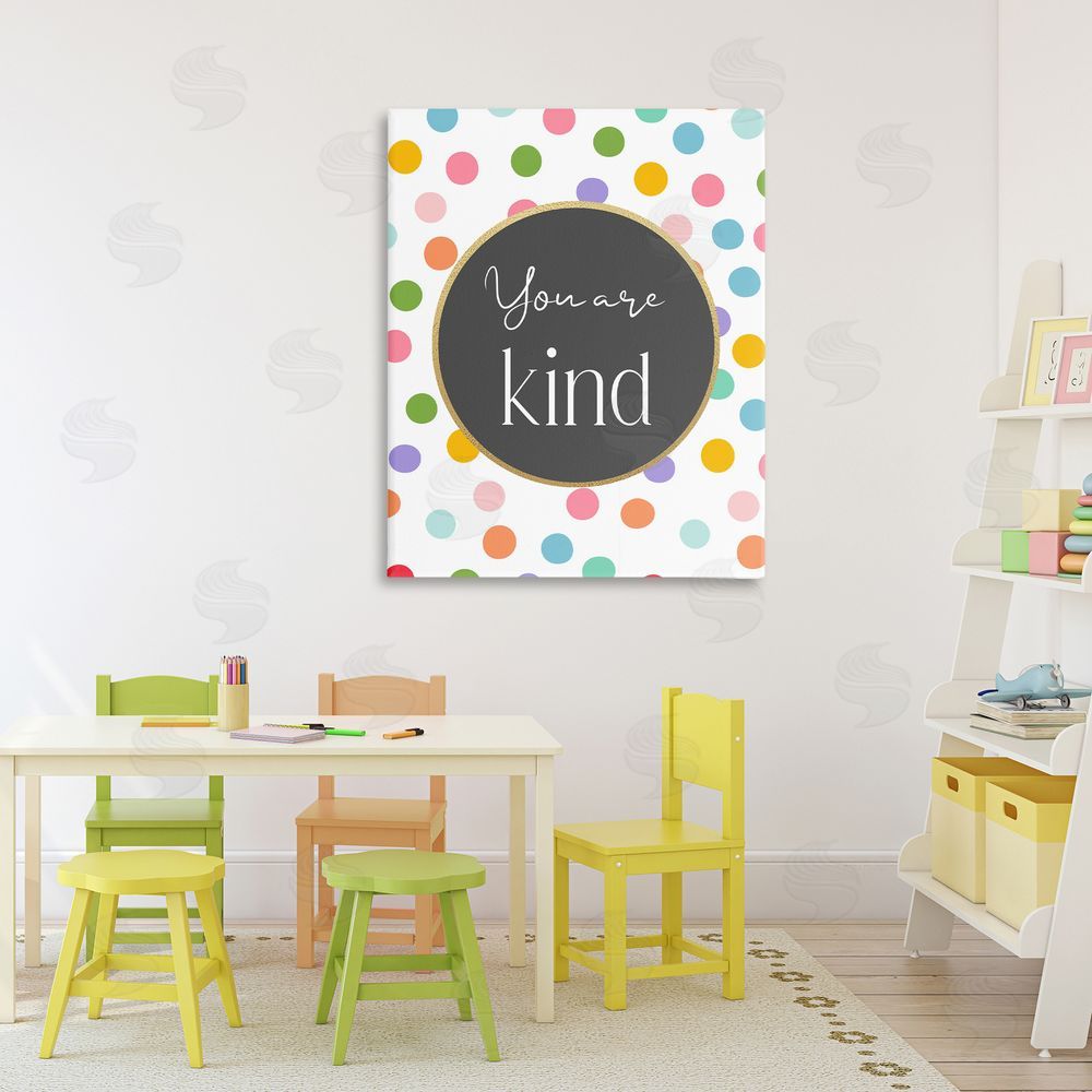 Christine Simpson Art You Are Kind Polka Dots Stretched Canvas Wall Art Print in Room