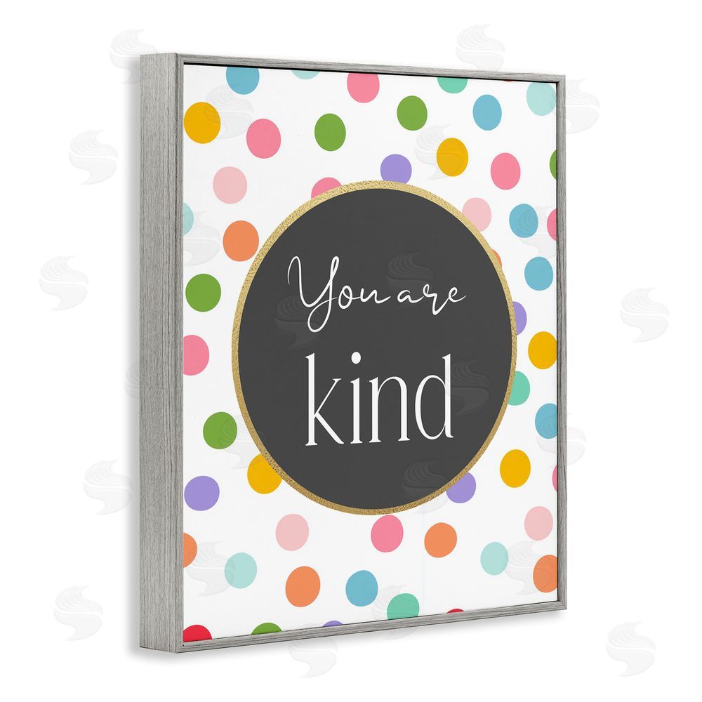 Christine Simpson Art You Are Kind Polka Dots Gray Framed Giclee Wall Art Print