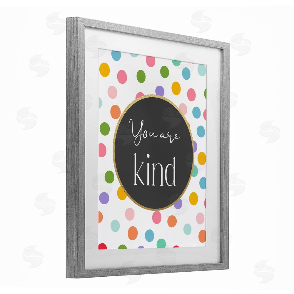 Christine Simpson Art You Are Kind Polka Dots Gray Framed Print Under Glass with Matting Wall Art
