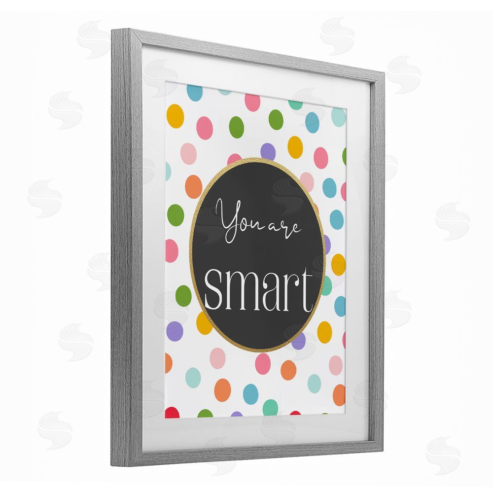 Christine Simpson Art You Are Smart Polka Dots Gray Framed Print Under Glass with Matting Wall Art