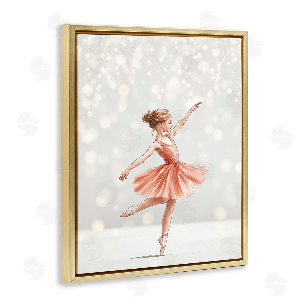 Christine Simpson Art Dancing In The Light Gold Floating Frame Canvas Wall Art Print