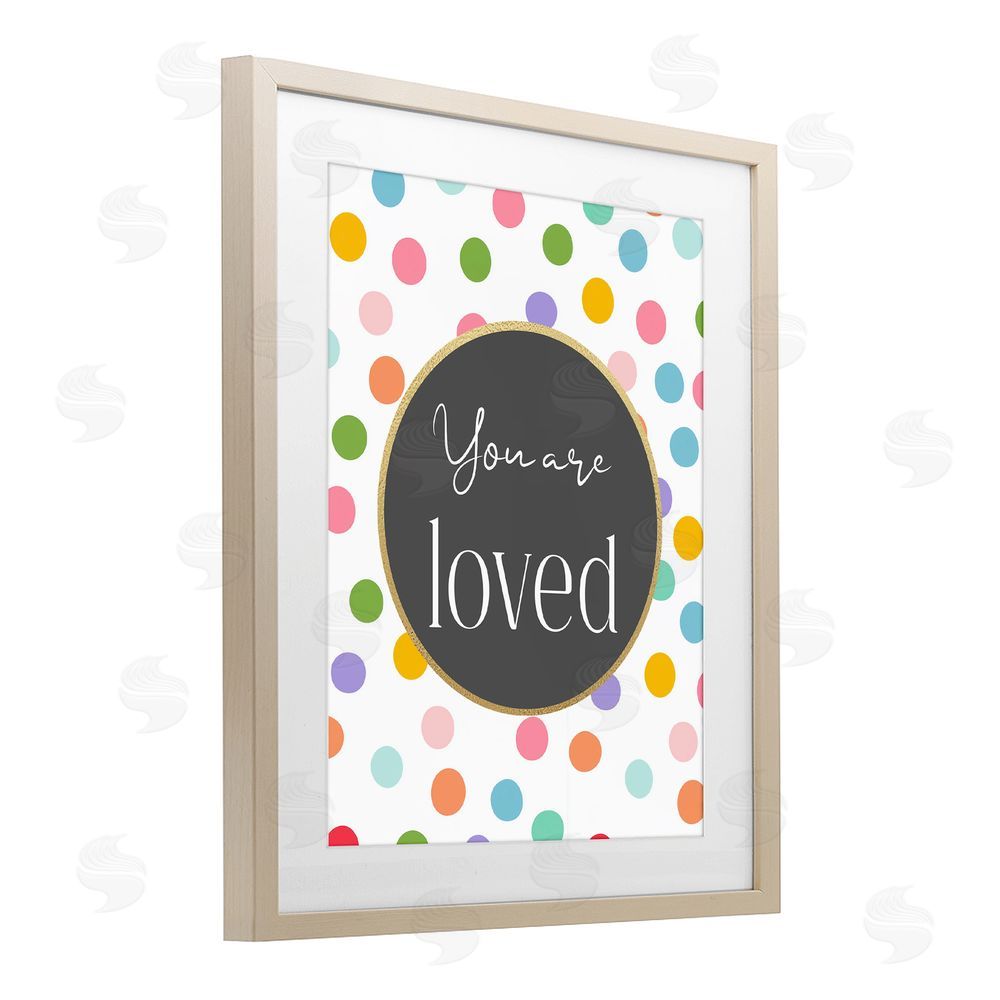 Christine Simpson Art You Are Loved Polka Dots Brown Framed Print Under Glass with Matting Wall Art