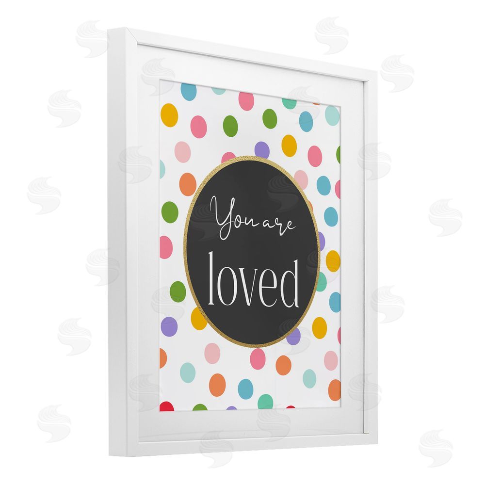 Christine Simpson Art You Are Loved Polka Dots White Framed Print Under Glass with Matting Wall Art
