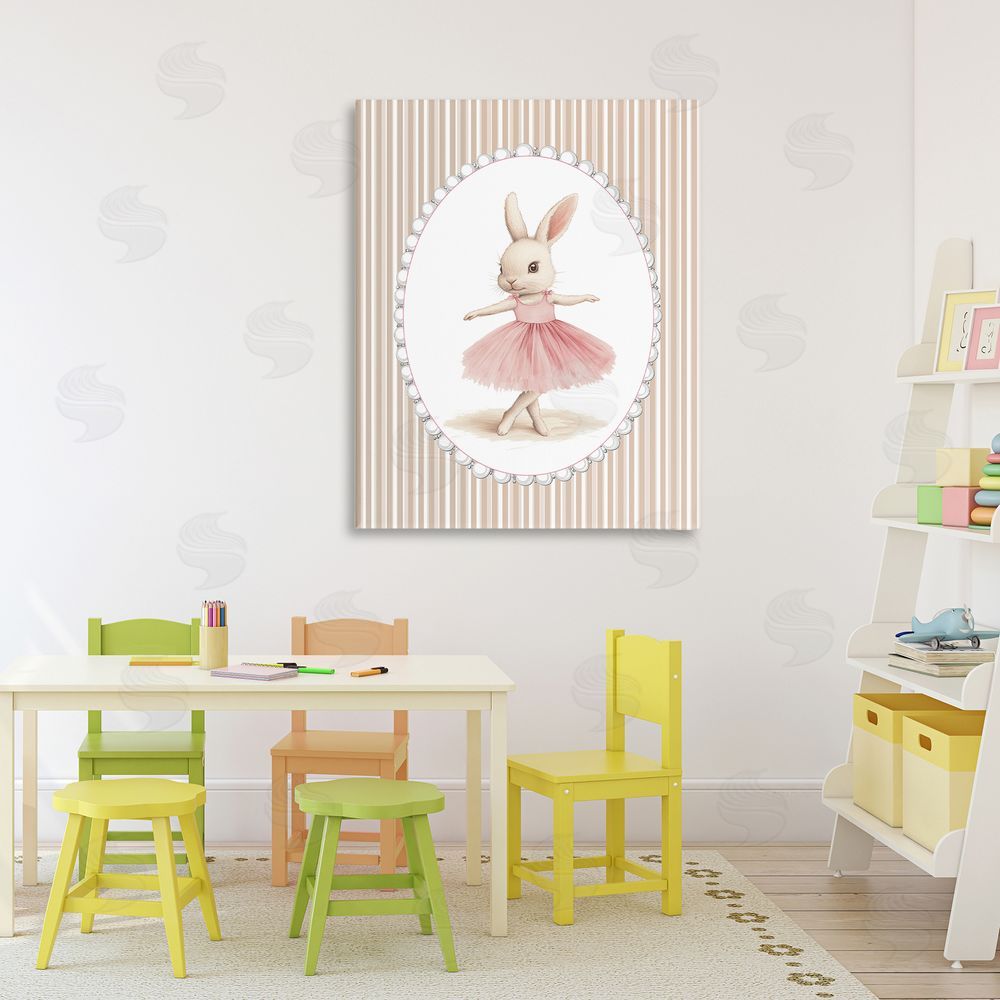 Christine Simpson Art Woodland Dancer Bunny Stretched Canvas Wall Art Print in Room