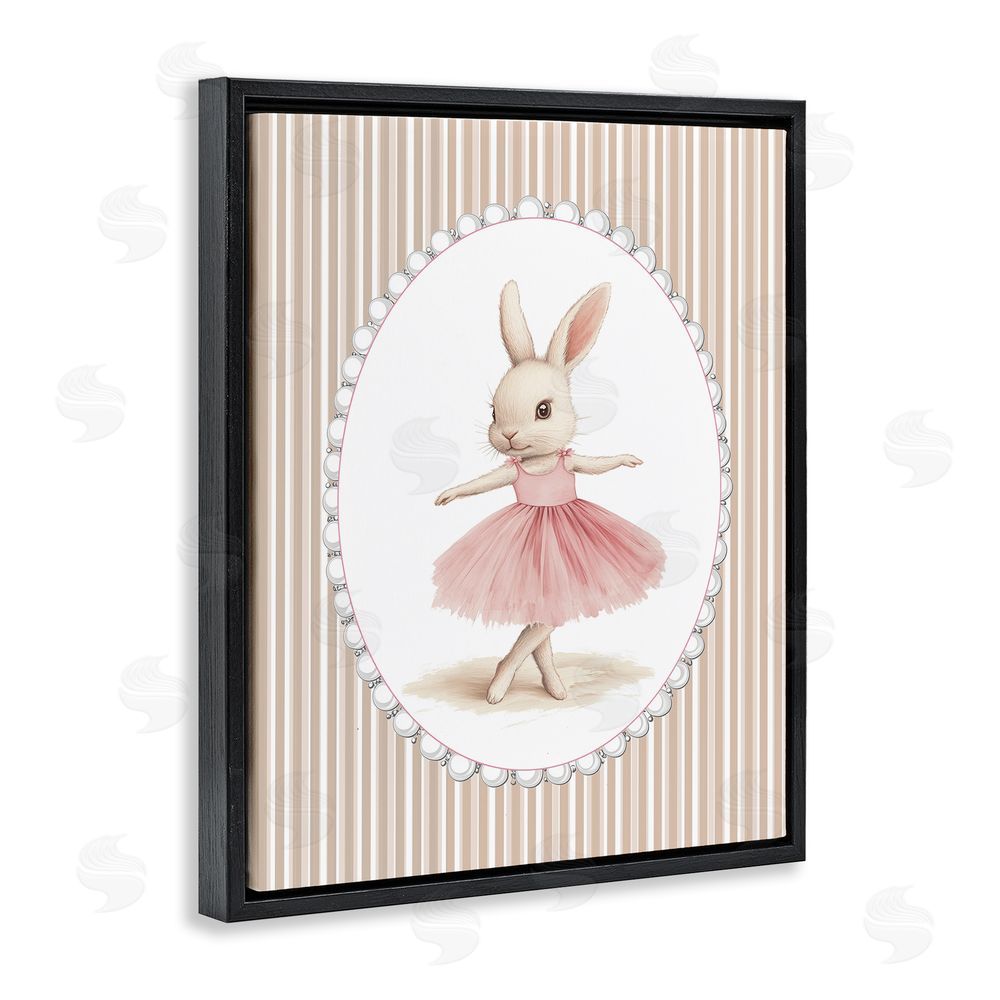 Christine Simpson Art Woodland Dancer Bunny Black Floating Frame Canvas Wall Art Print