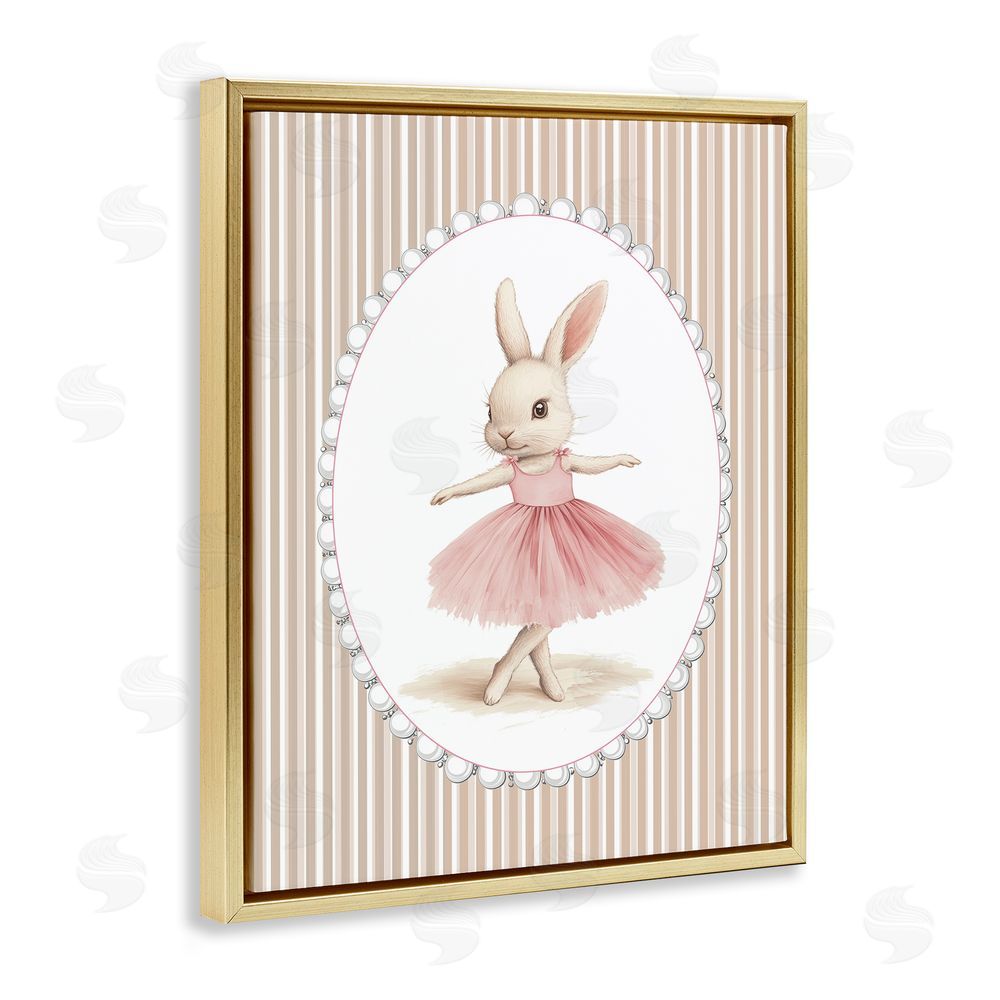 Christine Simpson Art Woodland Dancer Bunny Gold Floating Frame Canvas Wall Art Print