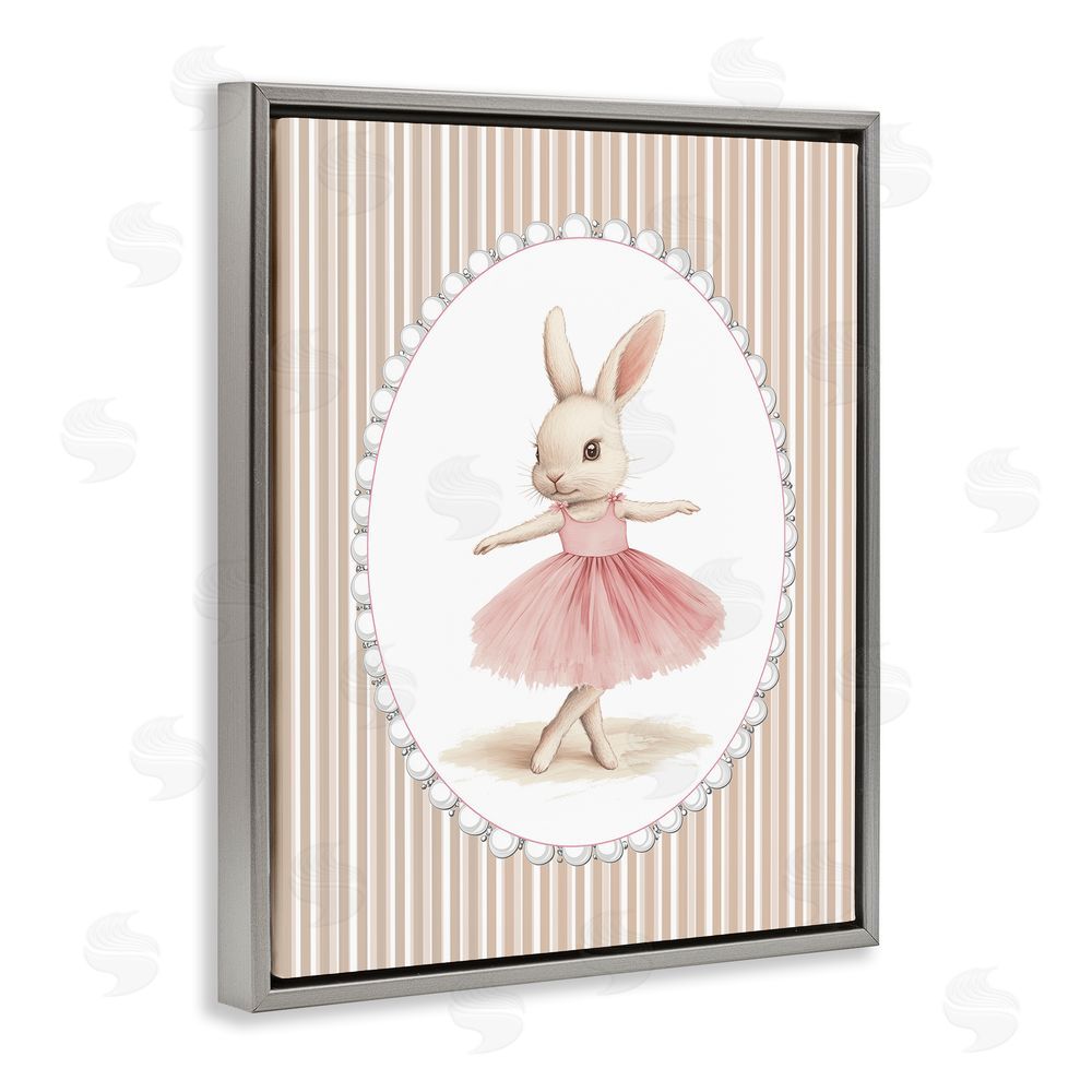 Christine Simpson Art Woodland Dancer Bunny Gray Floating Frame Canvas Wall Art Print