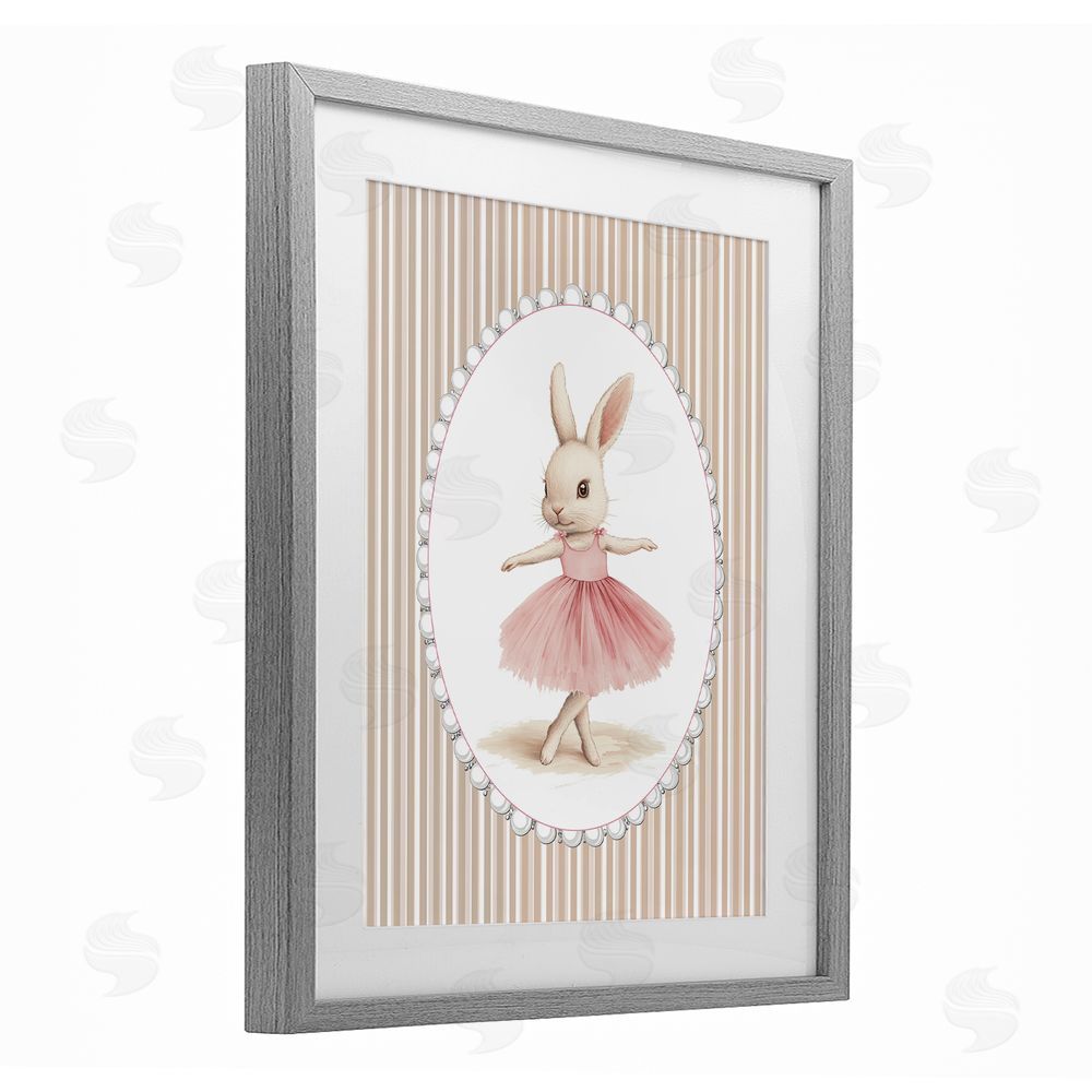 Christine Simpson Art Woodland Dancer Bunny Gray Framed Print Under Glass Wall Art