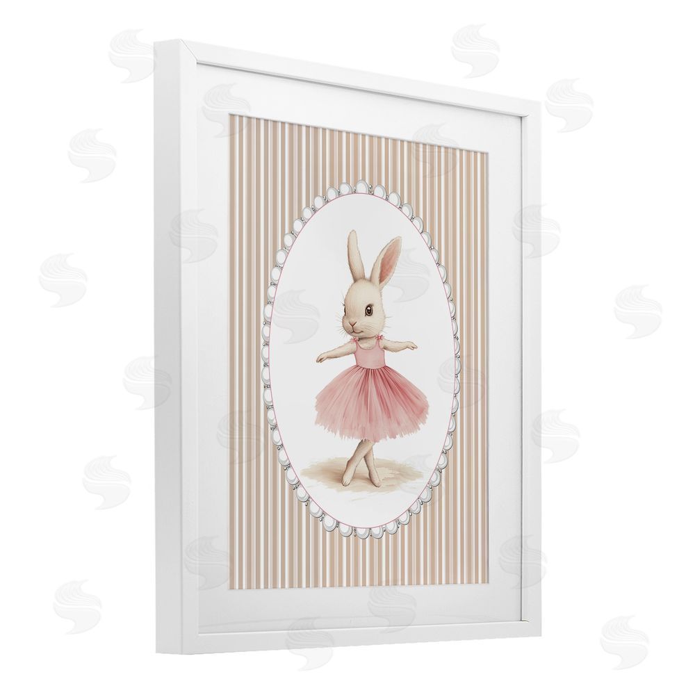 Christine Simpson Art Woodland Dancer Bunny White Framed Print Under Glass Wall Art