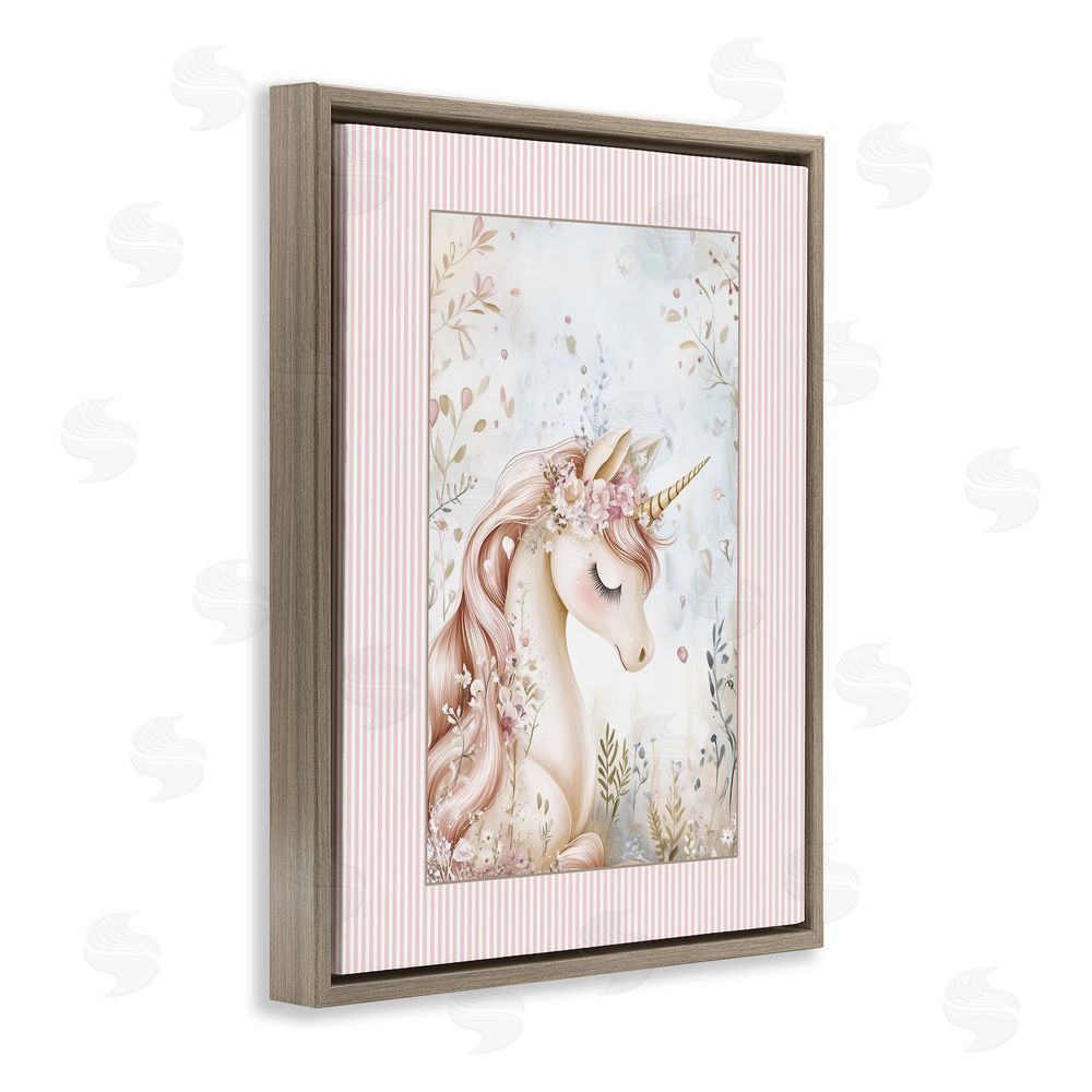 Christine Simpson Art Enchanted Dreams Unicorn Brown Floating Frame Canvas Wall Art Print