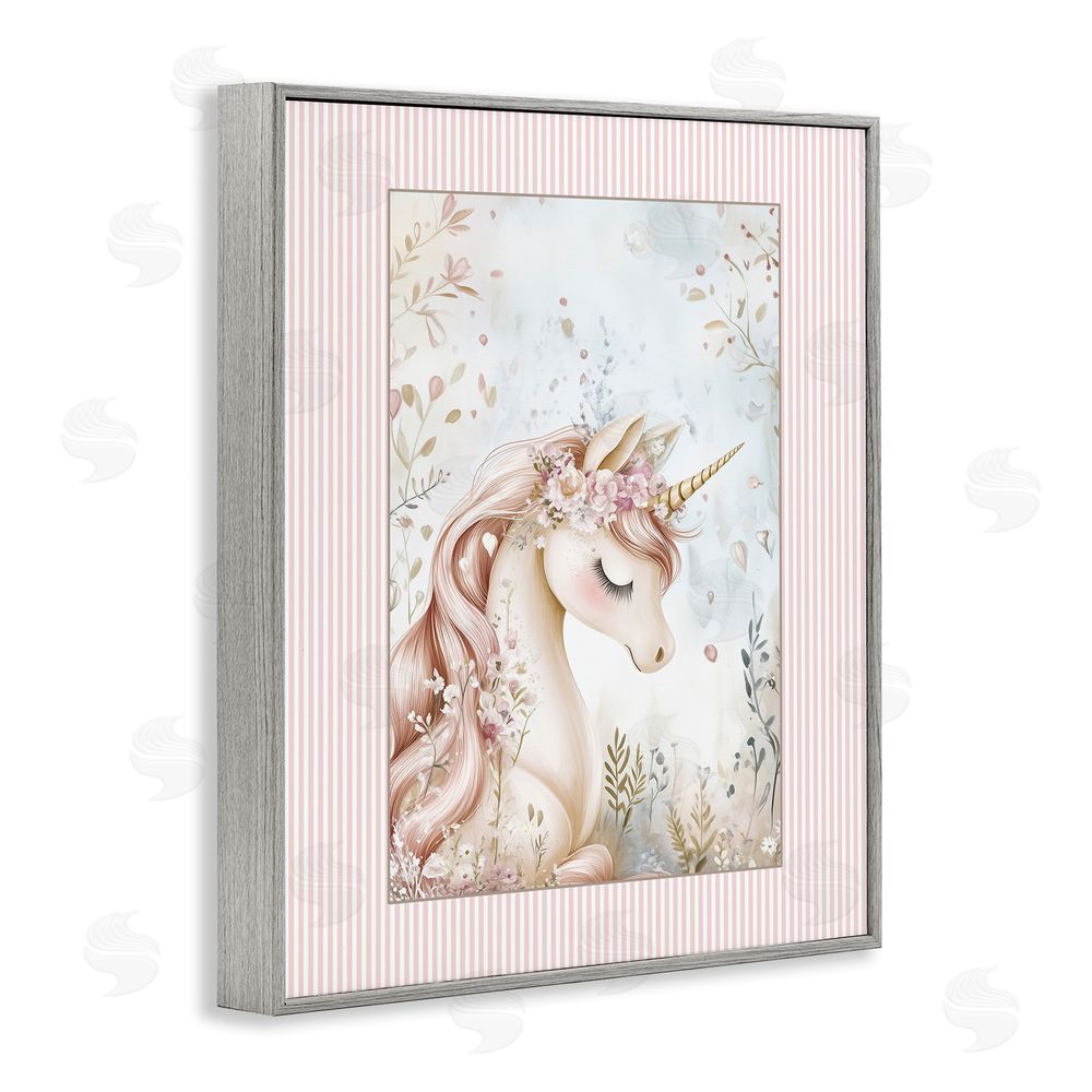 Christine Simpson Art Enchanted Dreams Unicorn Gray Framed Giclee Wall Art Print