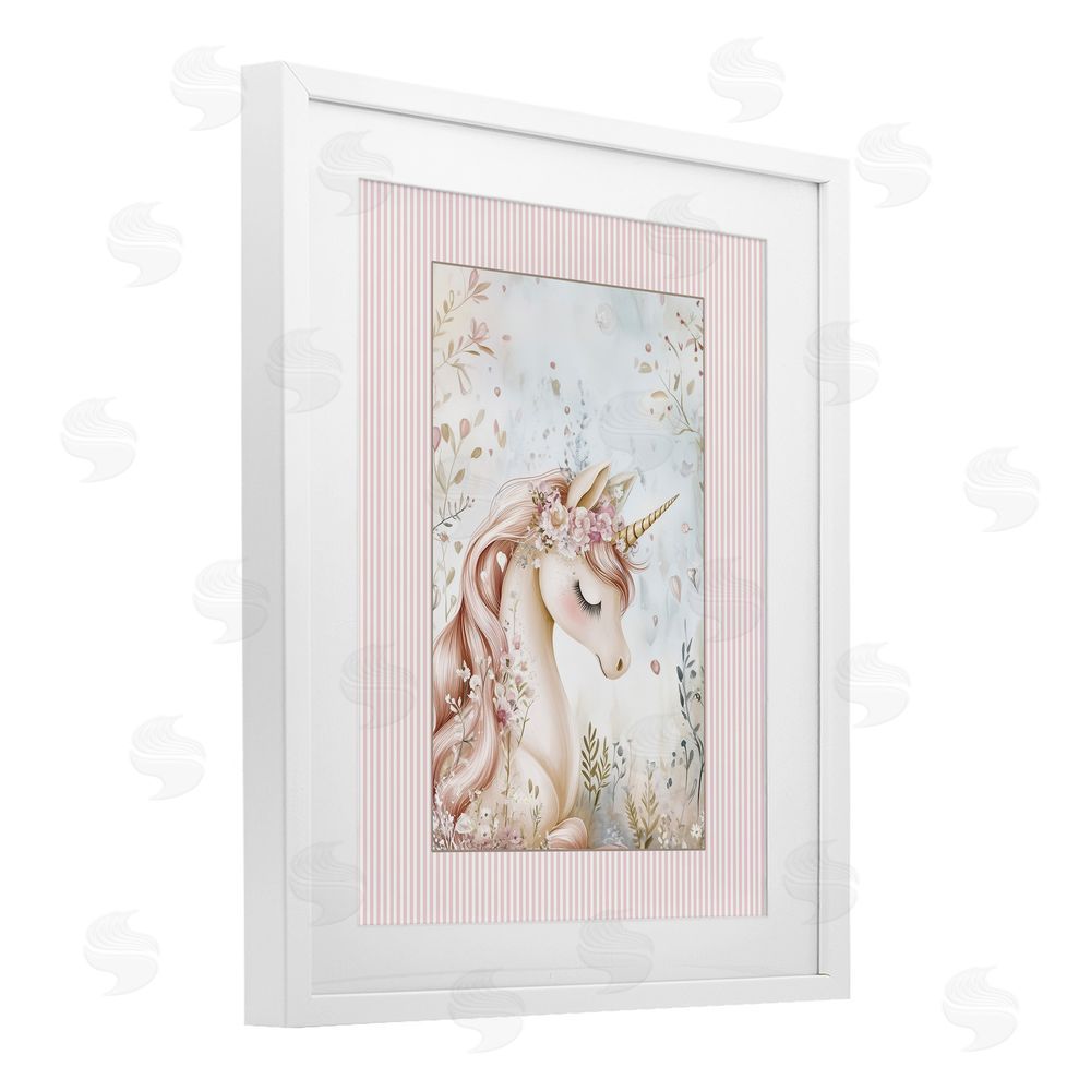 Christine Simpson Art Enchanted Dreams Unicorn White Framed Print Under Glass Wall Art