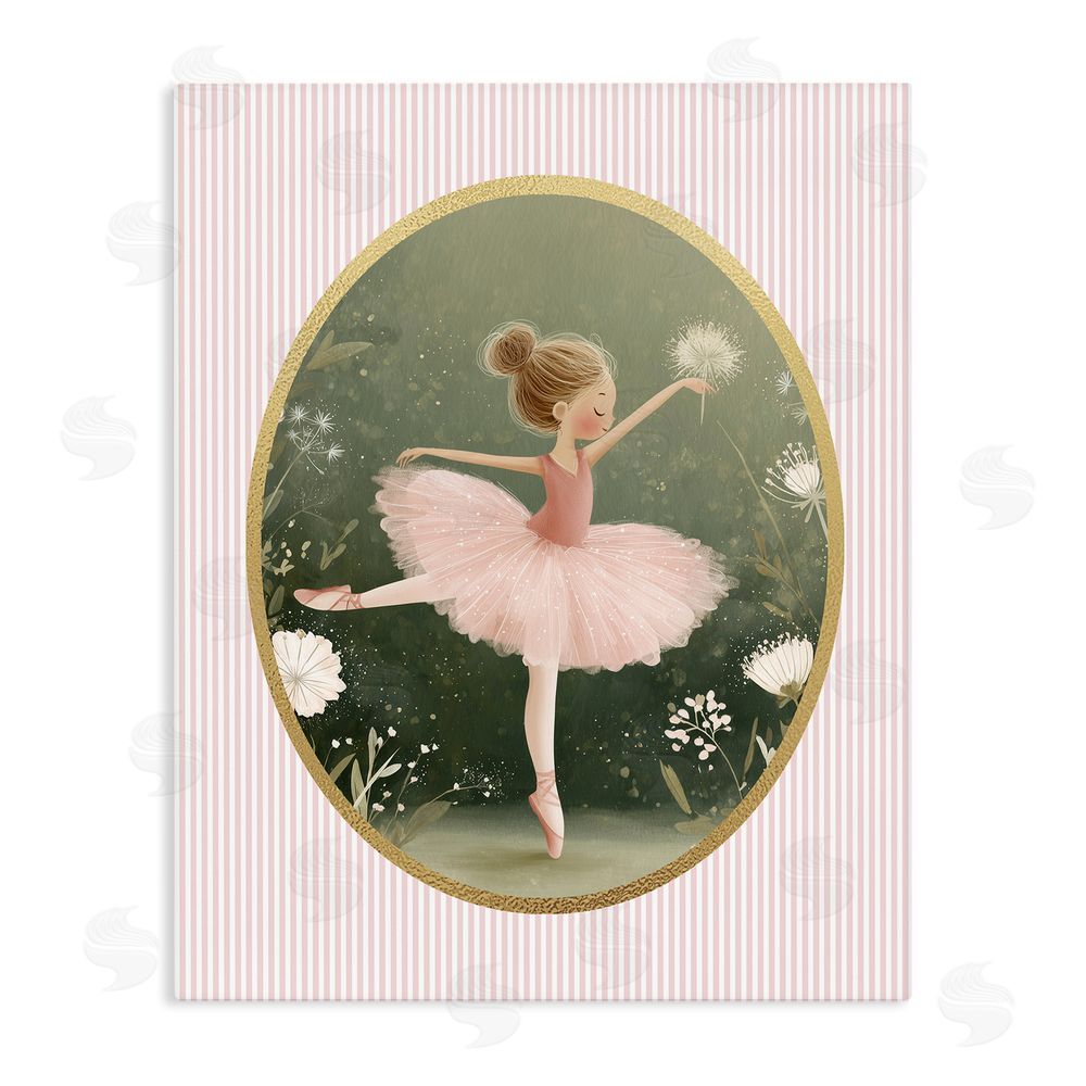 Christine Simpson Art Green & Pink Ballerina Stretched Canvas Wall Art Print
