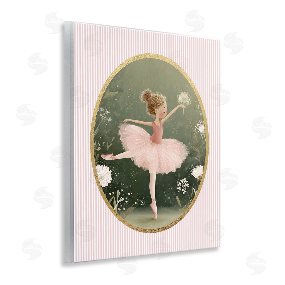 Christine Simpson Art Green & Pink Ballerina Wooden Wall Plaque Art Print