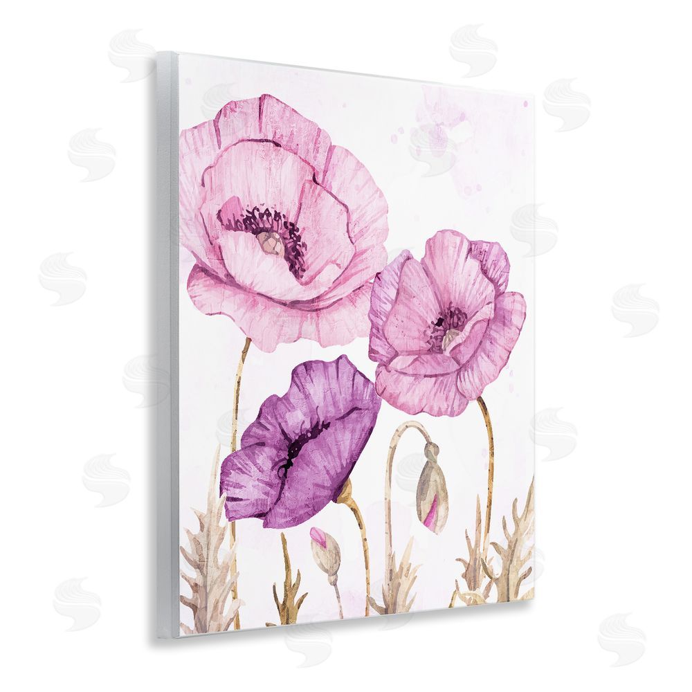 Kim Allen Bright Purple Poppies Wooden Wall Plaque Art Print
