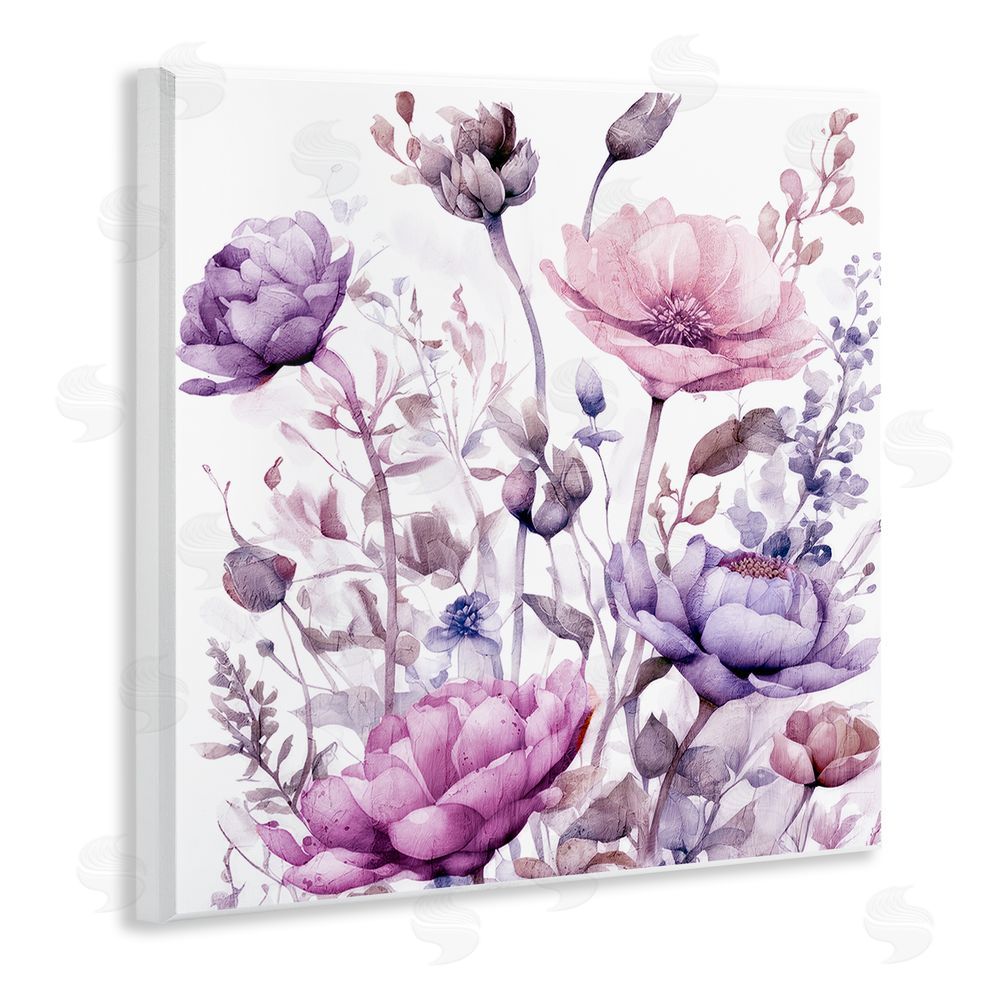 Kim Lewis Purple & Pink Florals Wooden Wall Plaque Art Print