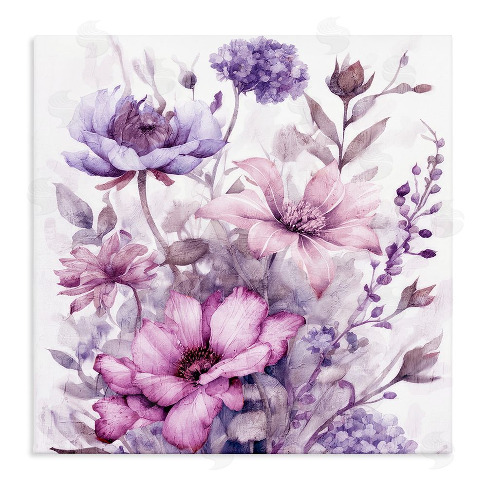 Kim Allen Purple & Blush Florals Stretched Canvas Wall Art Print