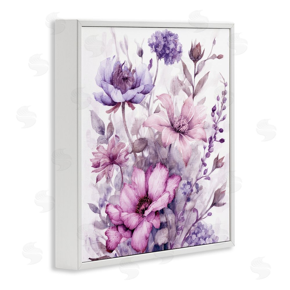 Kim Allen Purple & Blush Florals White Framed Giclee Wall Art Print