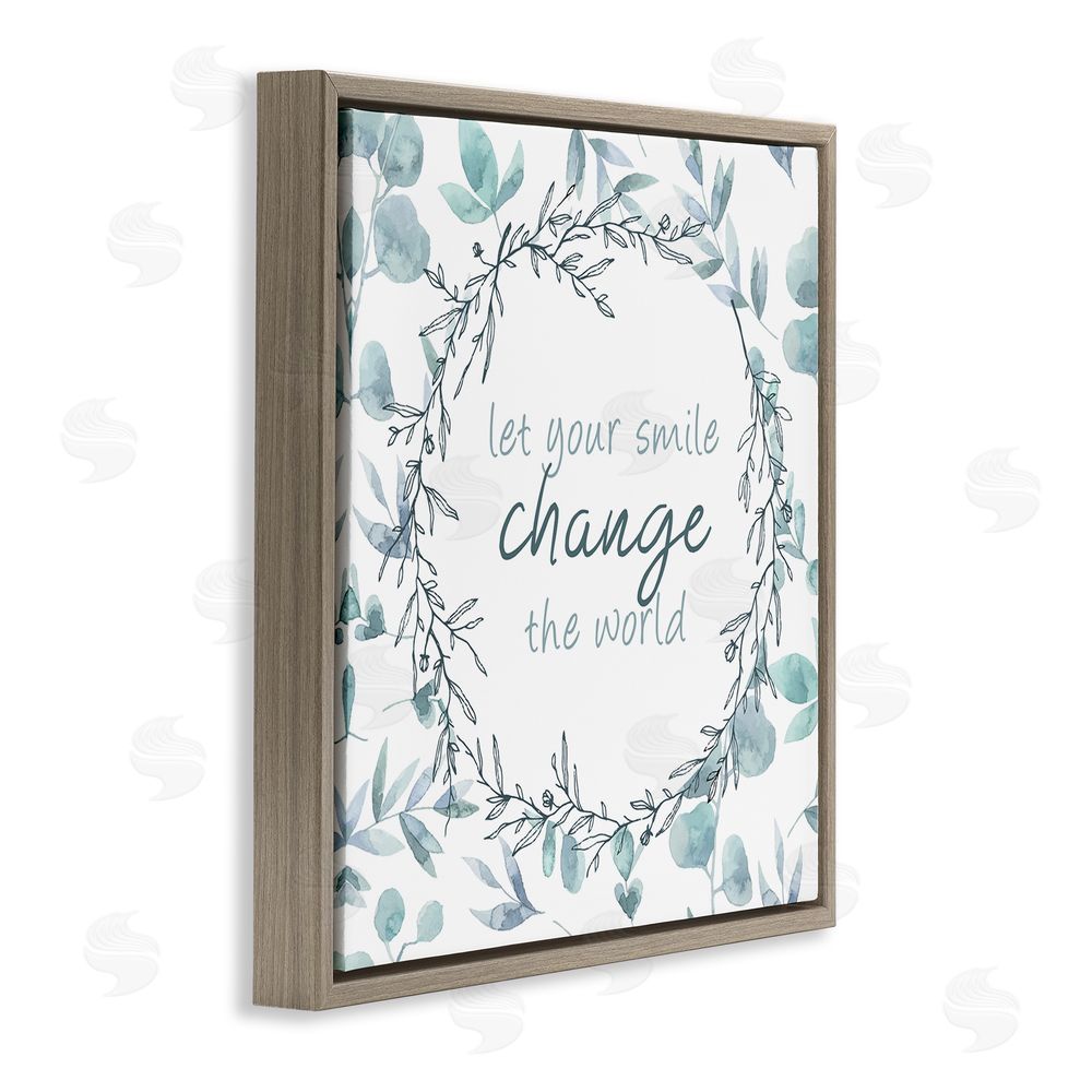 Kim Allen Smile Change The World Brown Floating Frame Canvas Wall Art Print