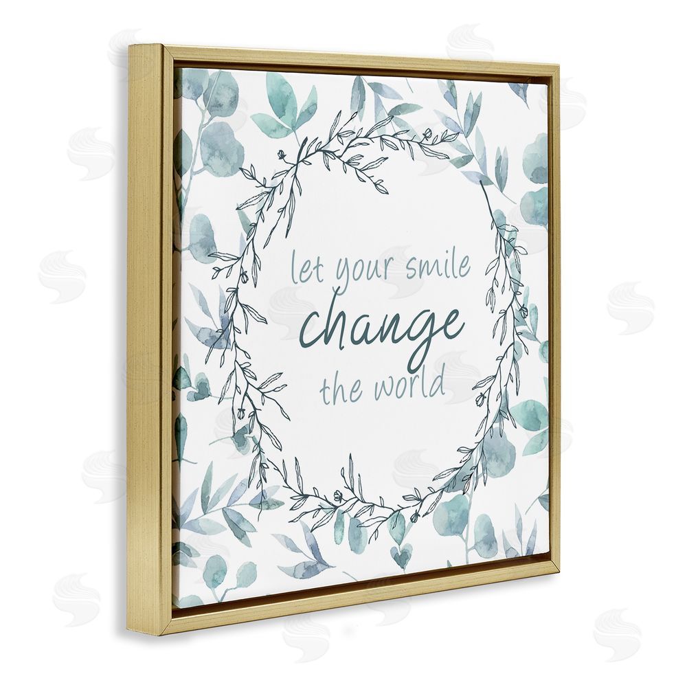 Kim Allen Smile Change The World Gold Floating Frame Canvas Wall Art Print