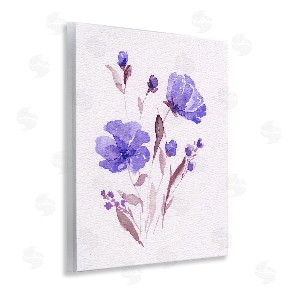Leah Noel Art Watercolor Purple Flowers Wooden Wall Plaque Art Print