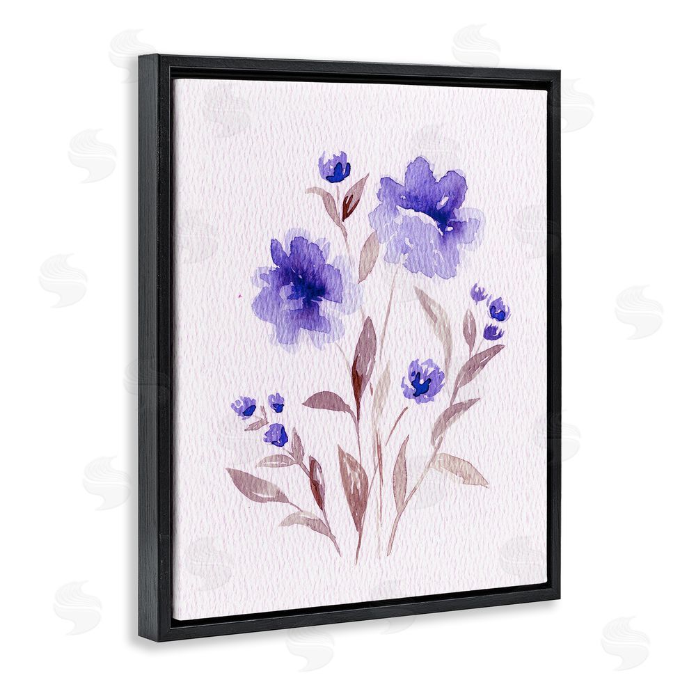 Leah Noel Art Blooming Purple Flowers Black Floating Frame Canvas Wall Art Print