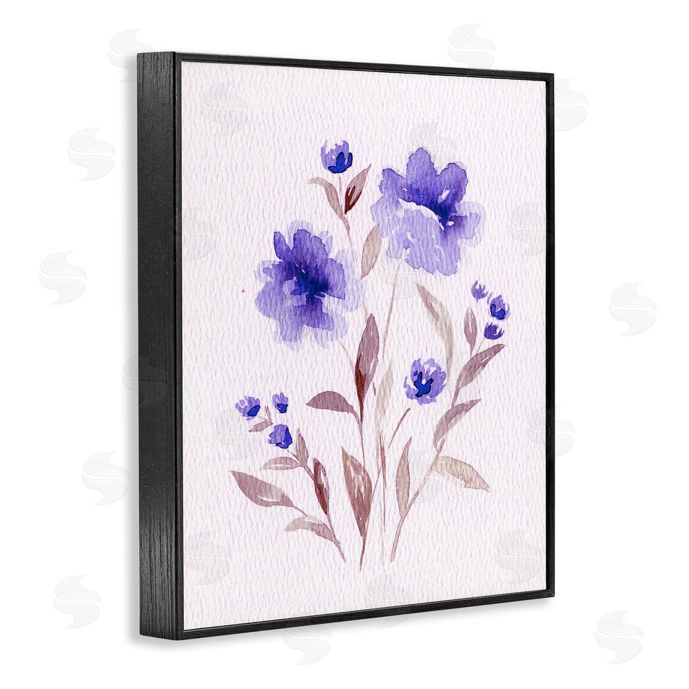 Leah Noel Art Blooming Purple Flowers Black Framed Giclee Wall Art Print