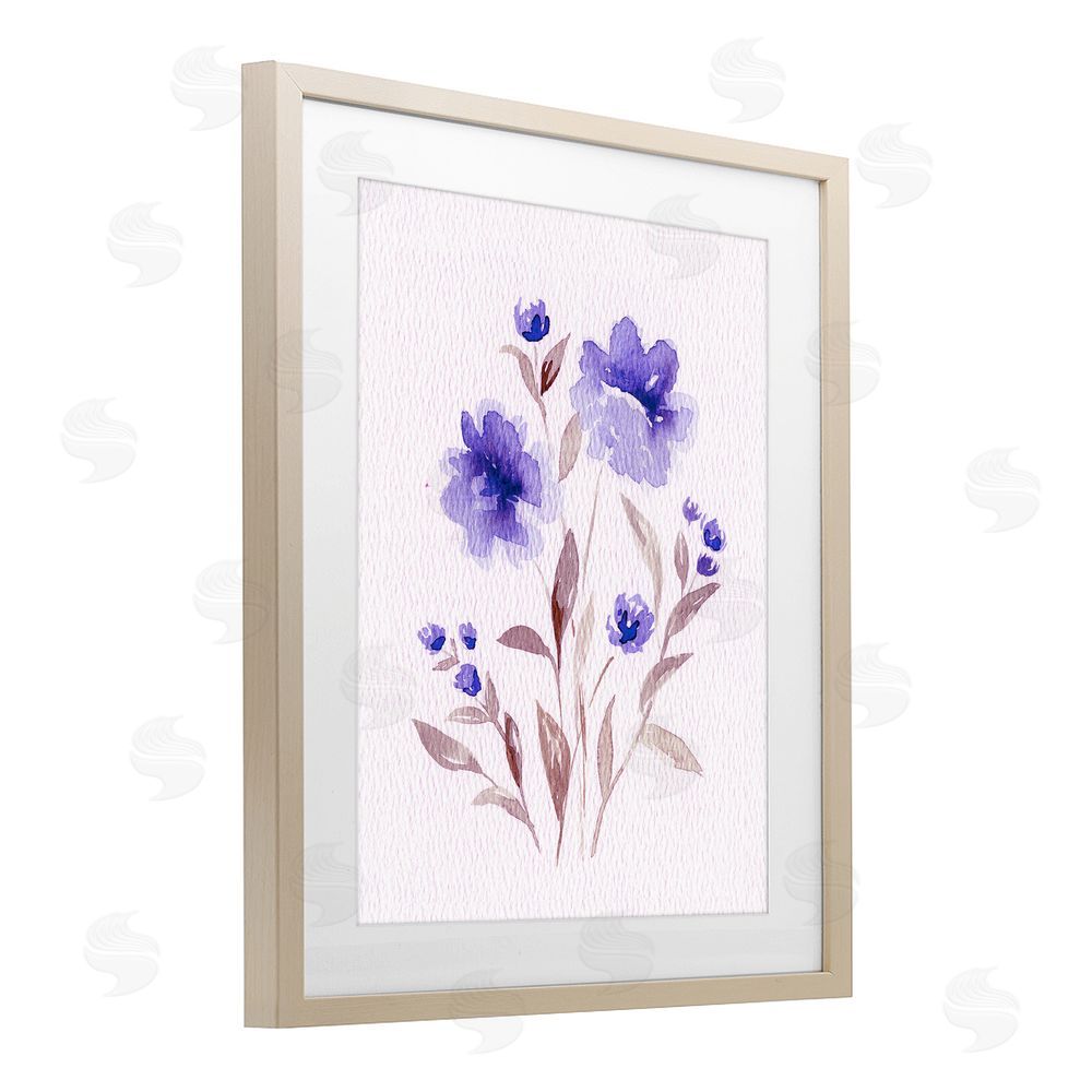 Leah Noel Art Blooming Purple Flowers Brown Framed Print Under Glass Wall Art