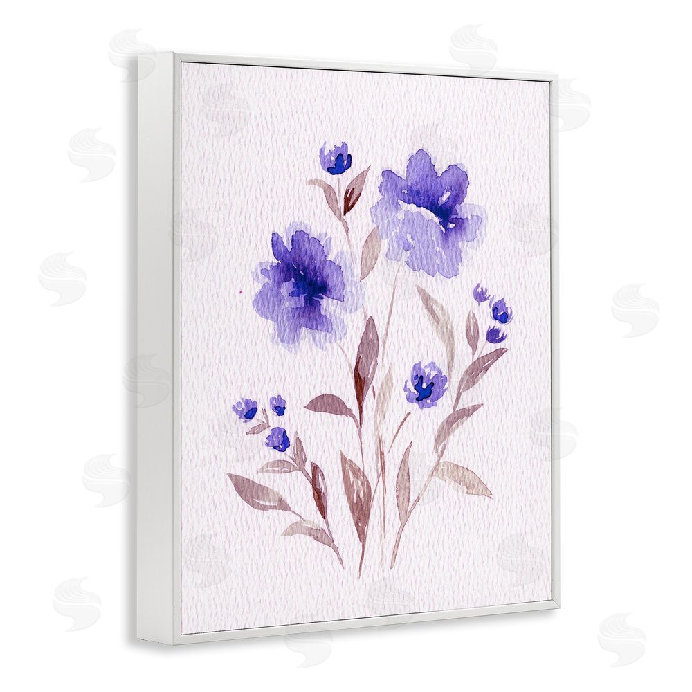 Leah Noel Art Blooming Purple Flowers White Framed Giclee Wall Art Print