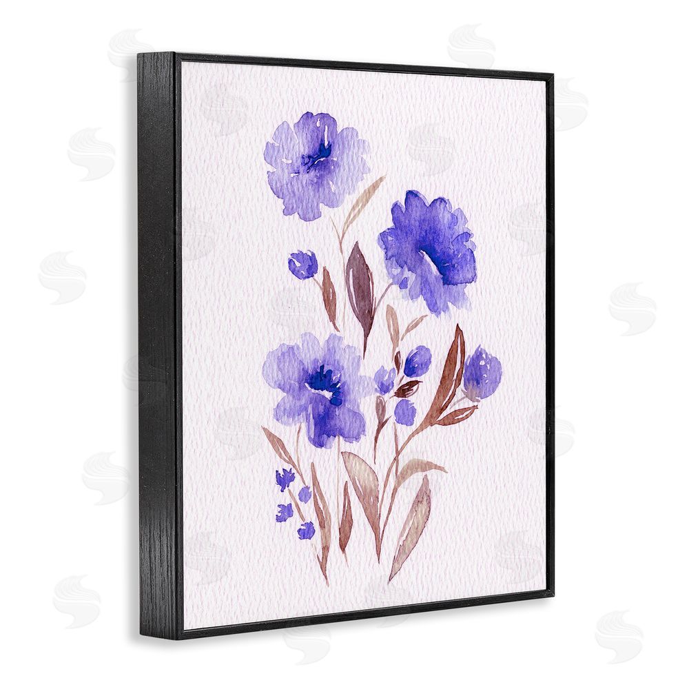Leah Noel Art Watercolor Purple Blossoms Black Framed Giclee Wall Art Print