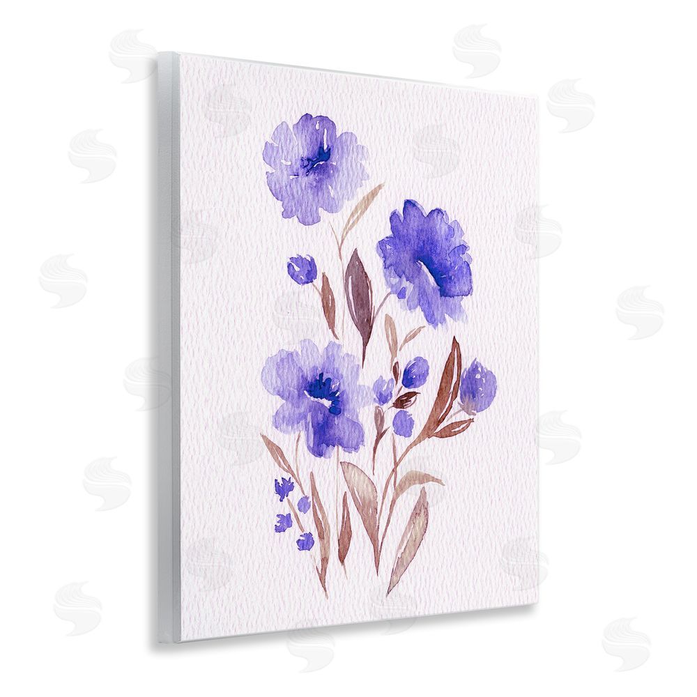 Leah Noel Art Watercolor Purple Blossoms Wooden Wall Plaque Art Print