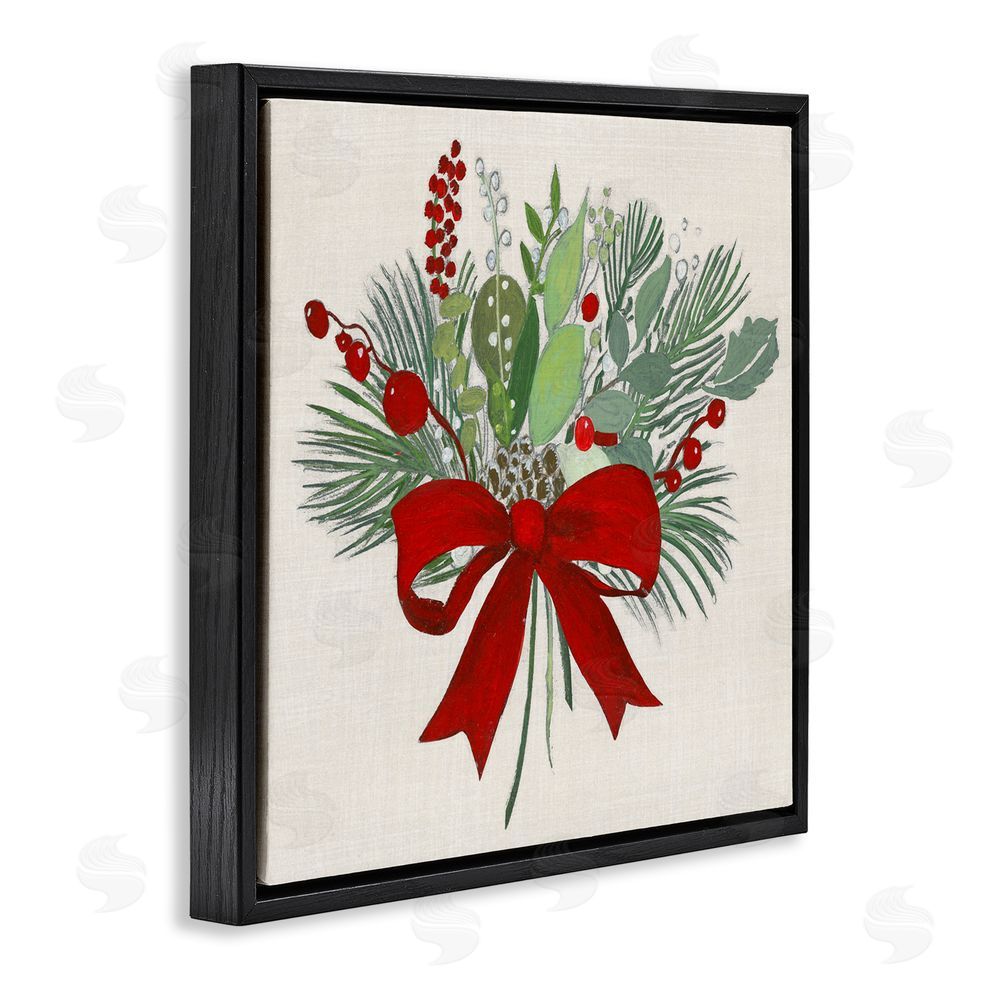 Tava Studios Merry Berry Bow Black Floating Frame Canvas Wall Art Print