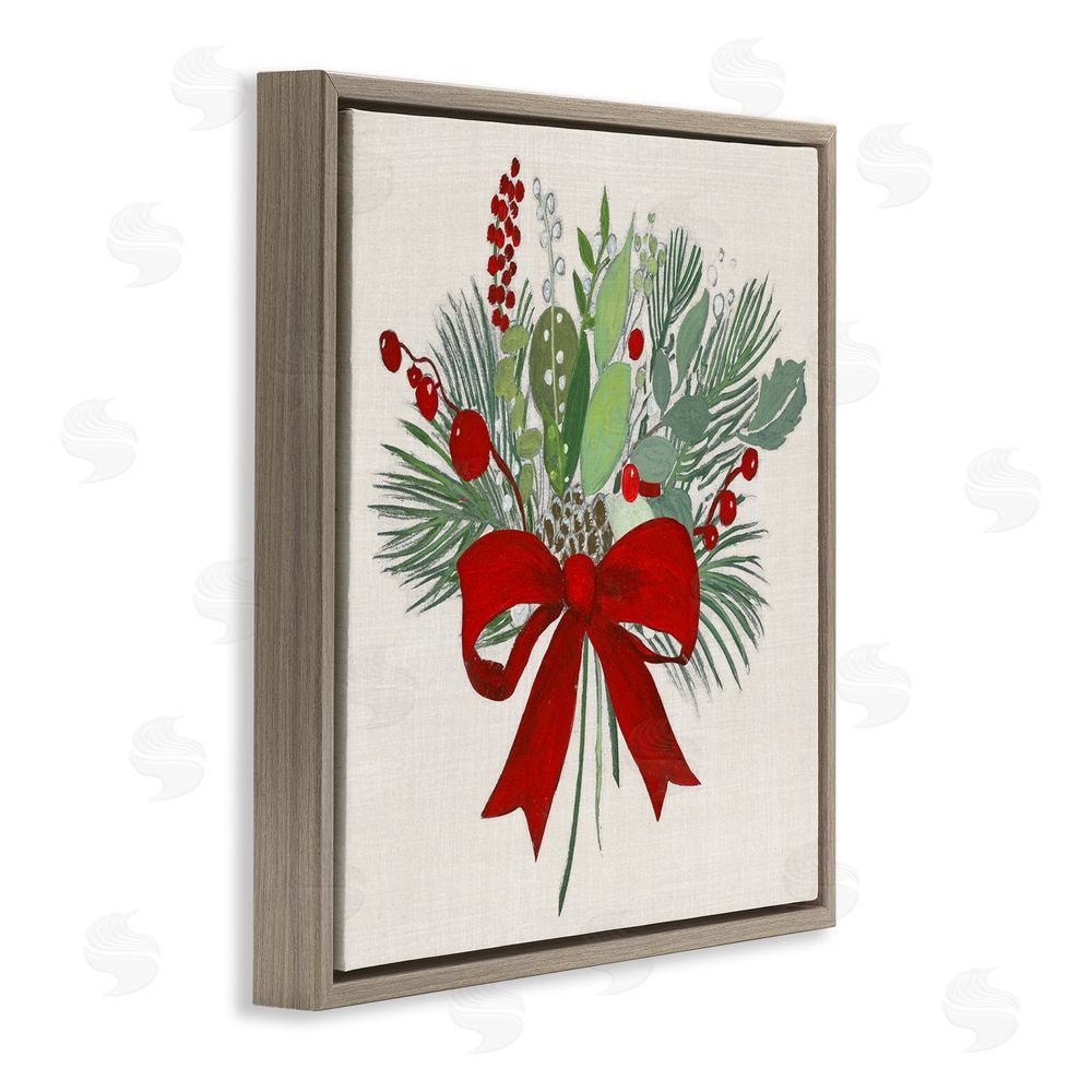 Tava Studios Merry Berry Bow Brown Floating Frame Canvas Art Print