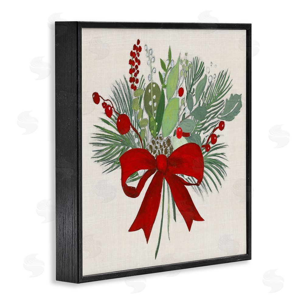 Tava Studios Merry Berry Bow Black Framed Giclee Art Print