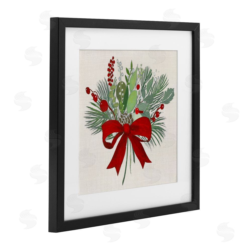 Tava Studios Merry Berry Bow Black Framed Print Under Glass Art