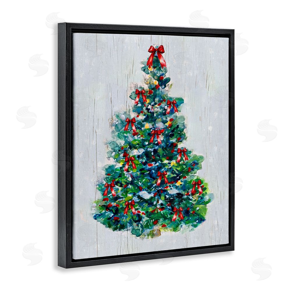 Sally Swatland O Christmas Tree Celebration Black Floating Frame Canvas Wall Art Print