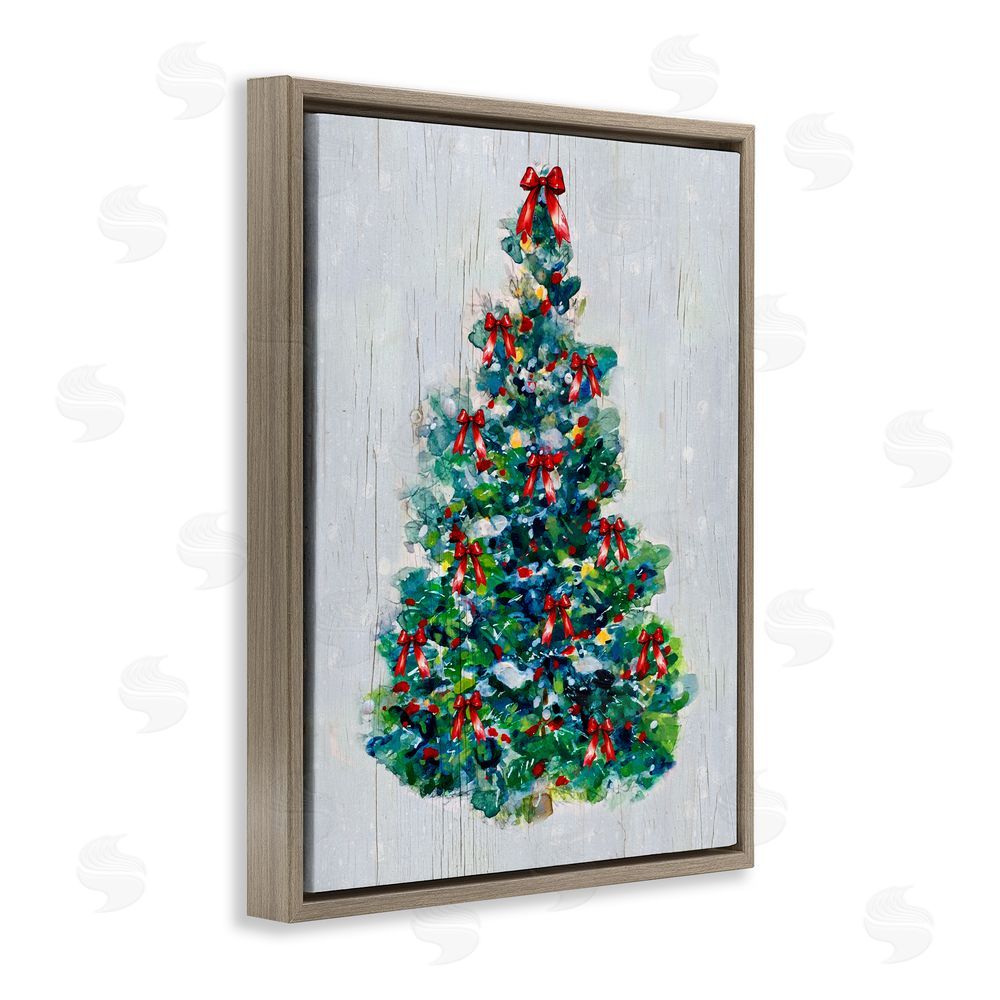 Sally Swatland O Christmas Tree Celebration Brown Floating Frame Canvas Wall Art Print