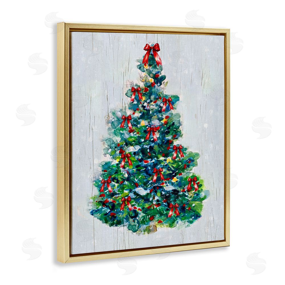 Sally Swatland O Christmas Tree Celebration Gold Floating Frame Canvas Wall Art Print