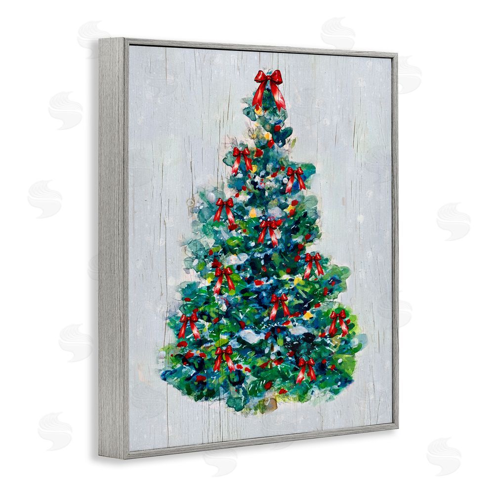 Sally Swatland O Christmas Tree Celebration Gray Framed Giclee Wall Art Print