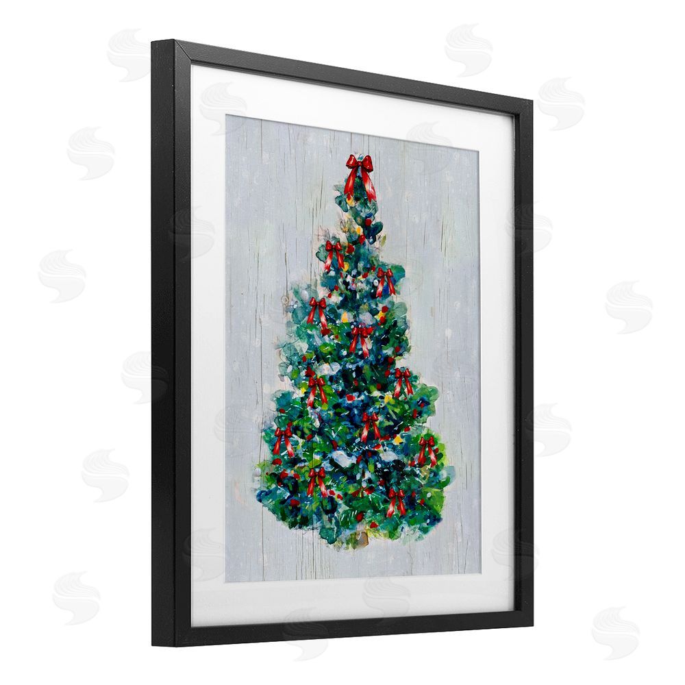 Sally Swatland O Christmas Tree Celebration Black Framed Print Under Glass with White Mat Wall Art