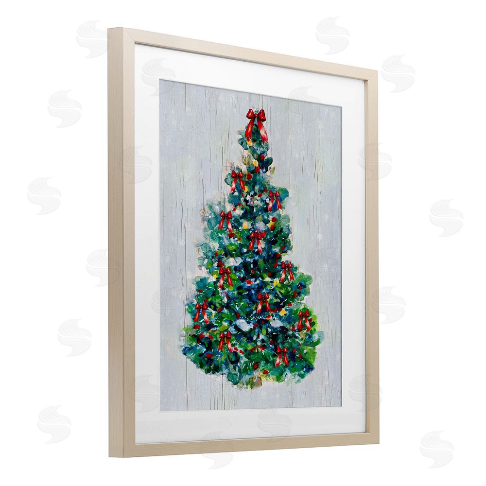 Sally Swatland O Christmas Tree Celebration Birch Framed Print Under Glass with White Mat Wall Art