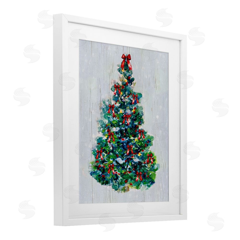 Sally Swatland O Christmas Tree Celebration White Framed Print Under Glass with Mat Wall Art