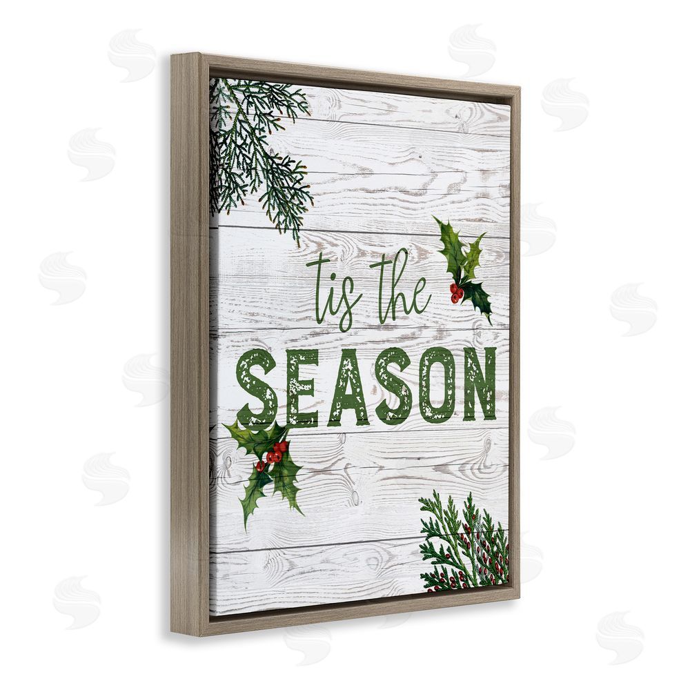 Susan Arnot Tis The Season Berry Botanicals Brown Floating Frame Canvas Wall Art Print