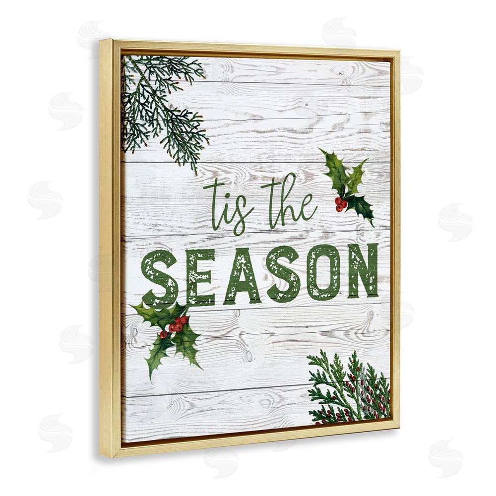 Susan Arnot Tis The Season Berry Botanicals Gold Floating Frame Canvas Wall Art Print