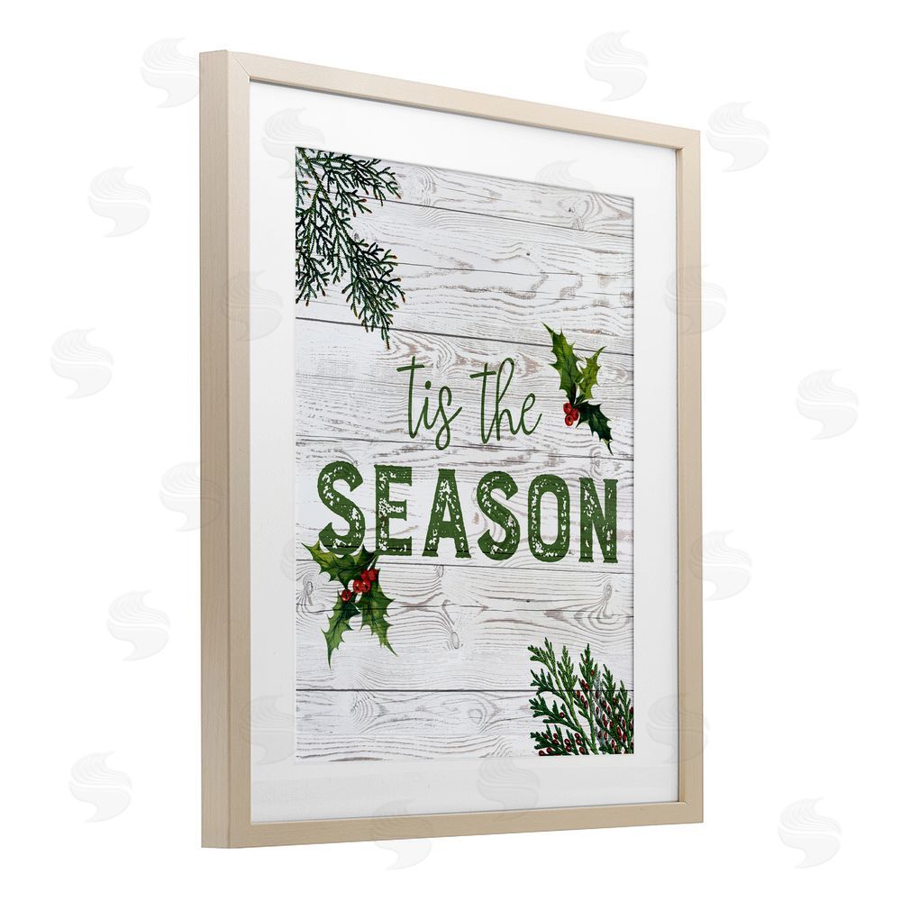Susan Arnot Tis The Season Berry Botanicals Birch Framed Print Under Glass with White Mat Wall Art