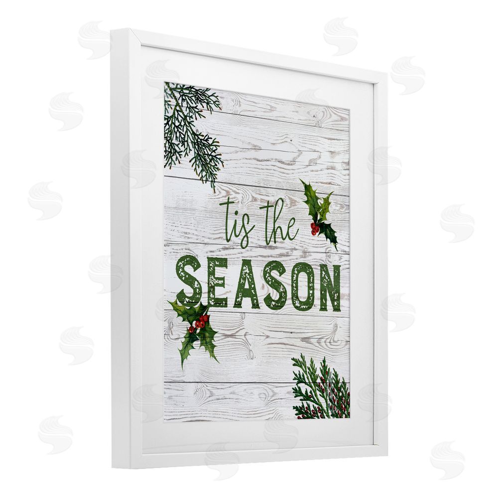 Susan Arnot Tis The Season Berry Botanicals White Framed Print Under Glass with Mat Wall Art